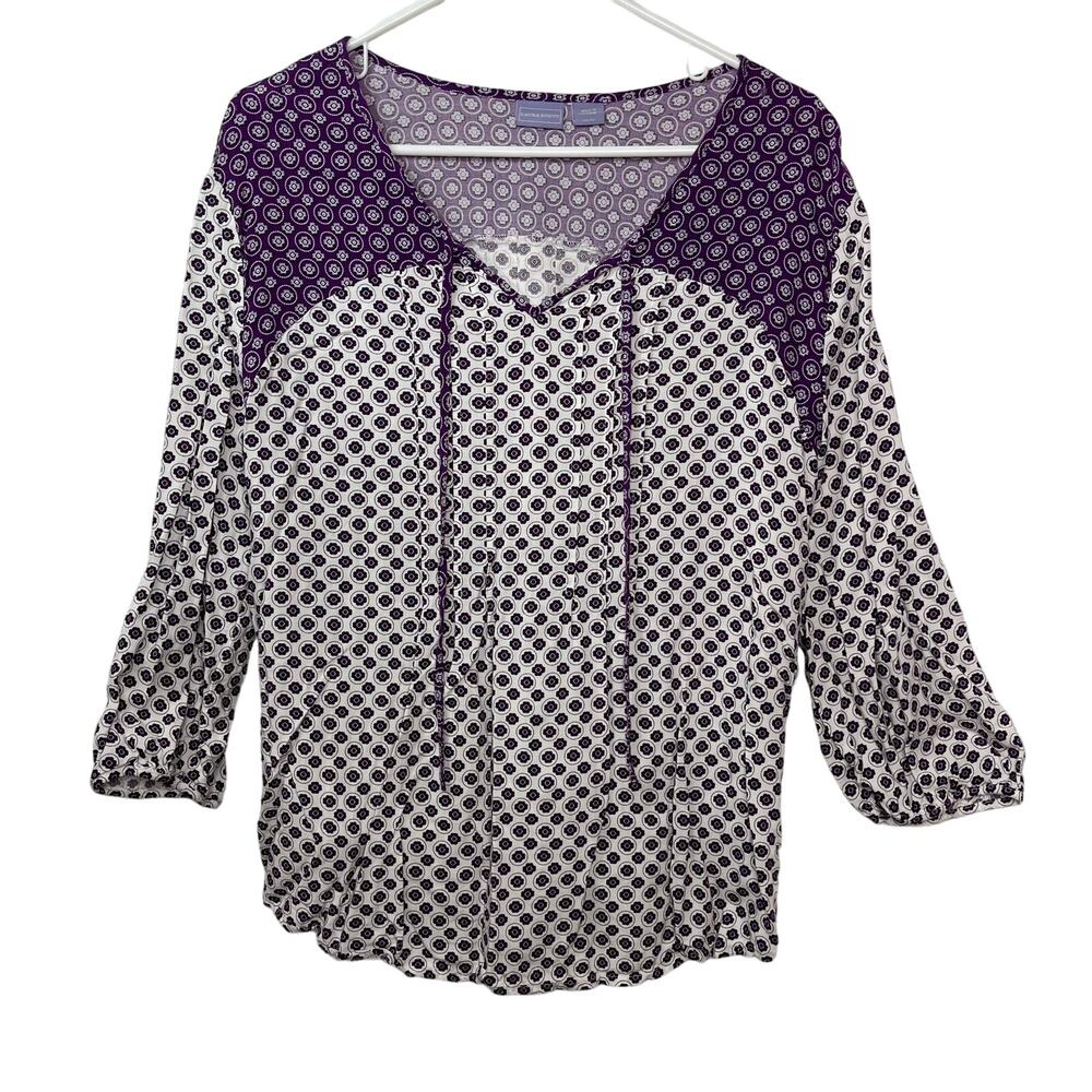 Laura Scott shirt blouse top women's XL purple blue violet bohemian boho